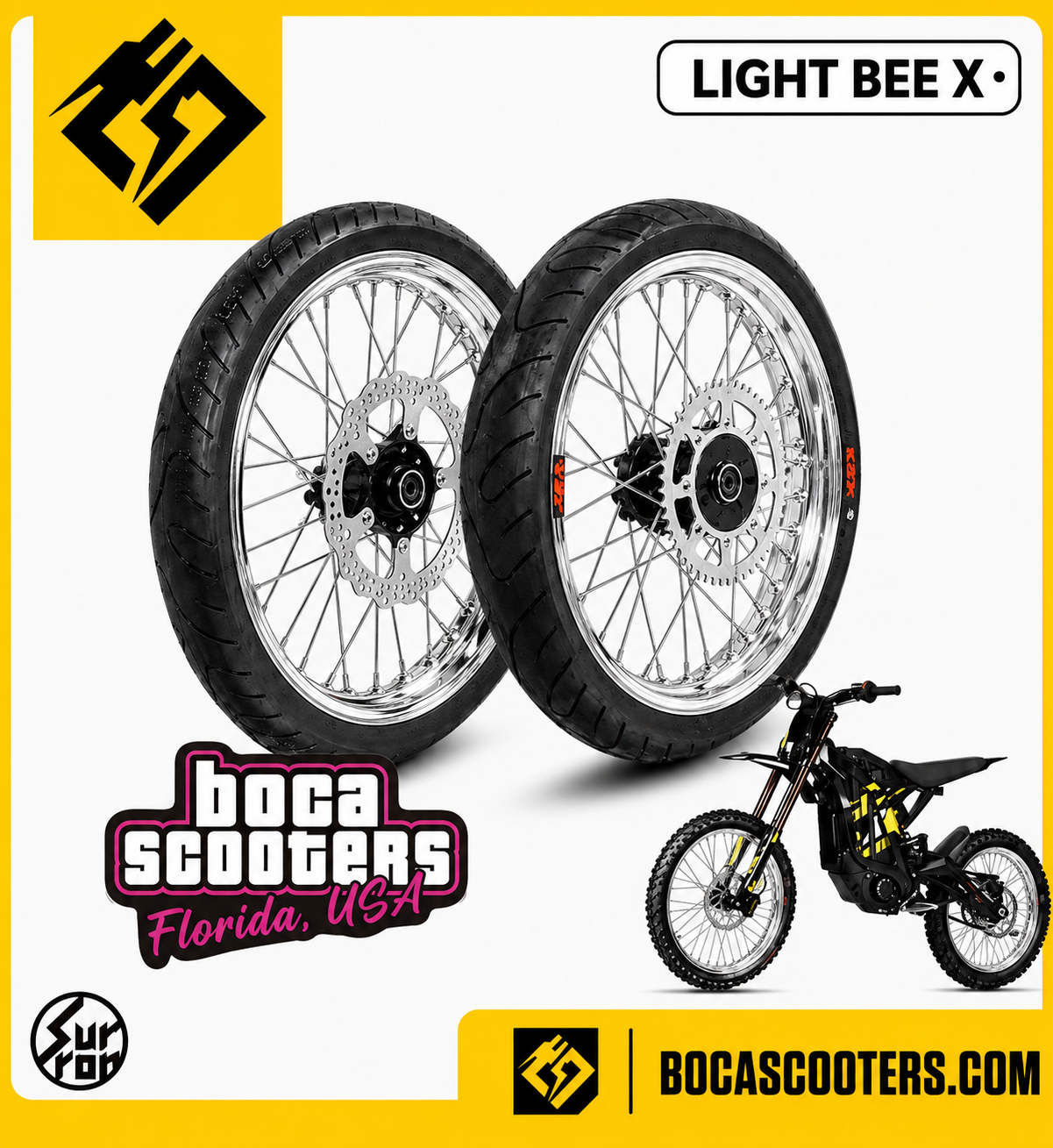 Supermoto Chrome Wheel Set-Light Bee X