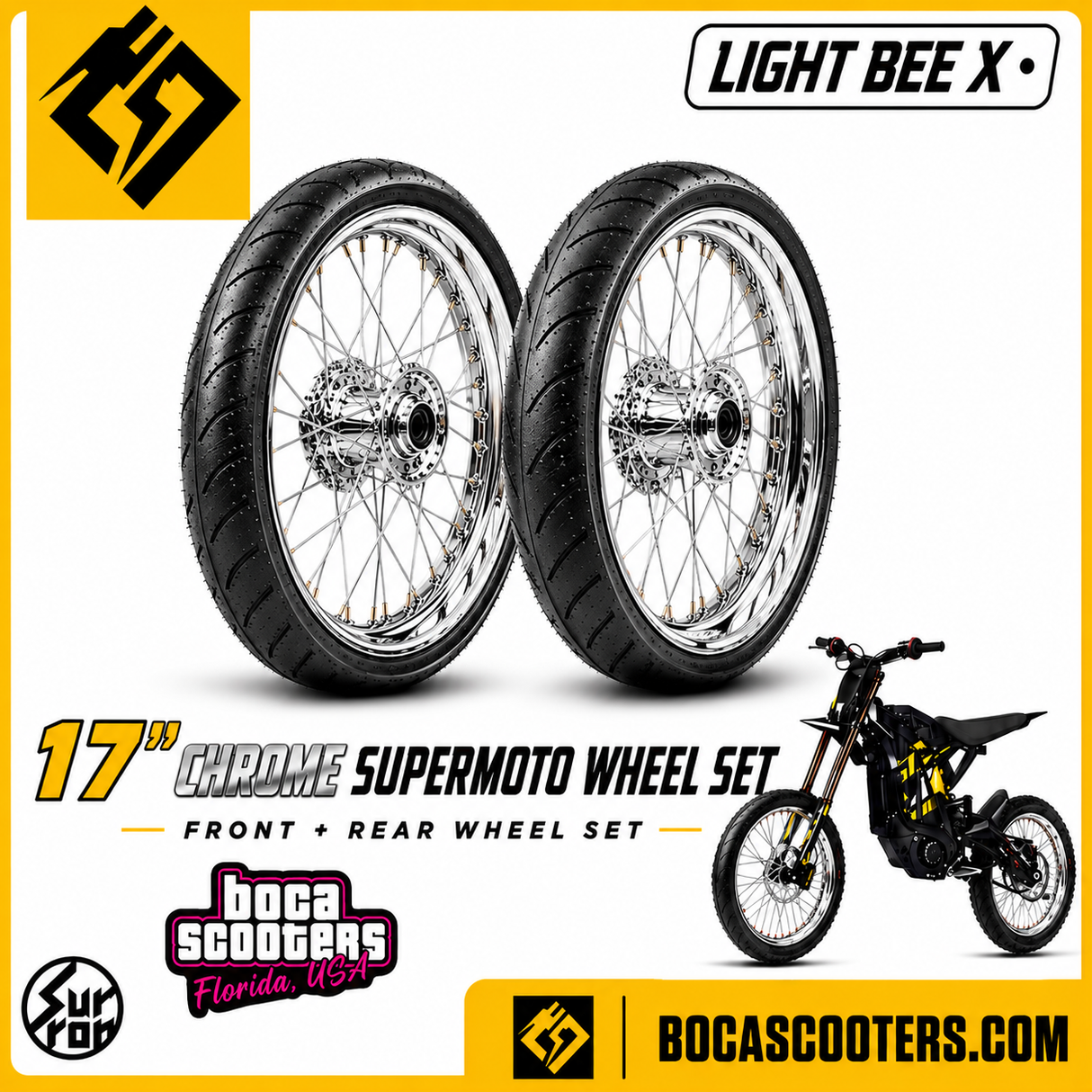 Supermoto Chrome Wheel Set-Light Bee X E Ride Pro 79 Bike