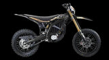 Black off-road electric motorcycle on a transparent background